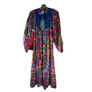 FARM Rio Summer Patches Embroidered Tunic Midi Dress  Size XS NWT